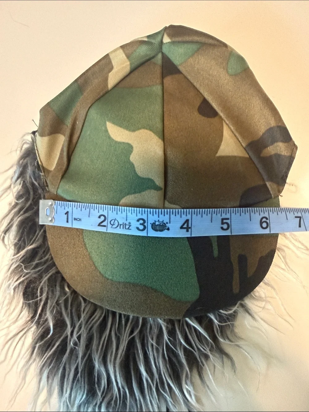 Camouflage Dog Trucker Hat with Faux Fur Beard